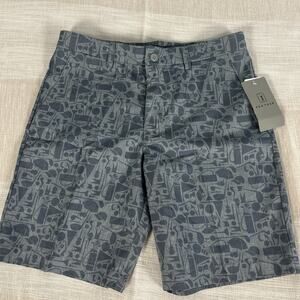 New PGA Tour Boys Shorts size 16 Blue Golf Pattern UPF 50 Performance NWT